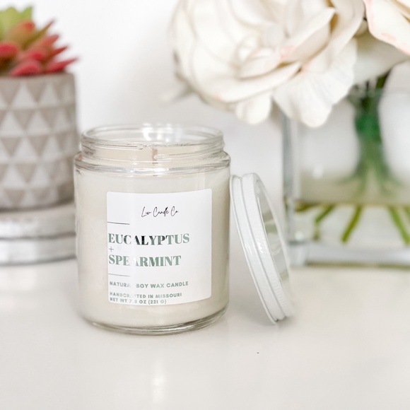 Eucalyptus + Spearmint Soy Candle - Picture 2 of 5